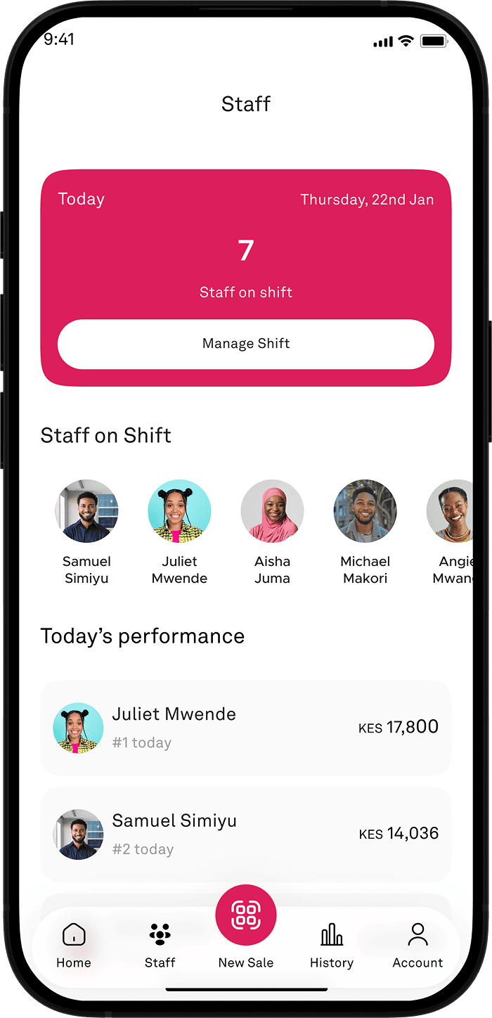 Cashia business app on a phone